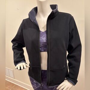 Sierra Club Women's Black Fleece Zip-Up Jacket with grey trim, size medium